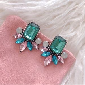 Vintage Style Crystal Drop Earrings - Emerald!